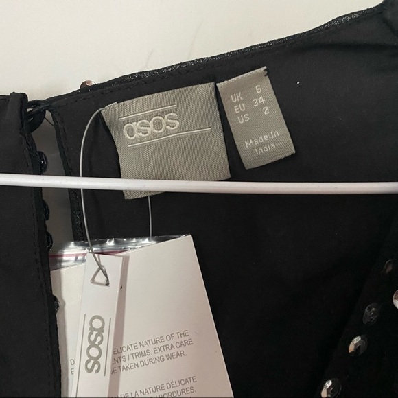 ASOS DESIGN mini dress with batwing sleeve and wrap waist in scatter sequin - Picture 4 of 8